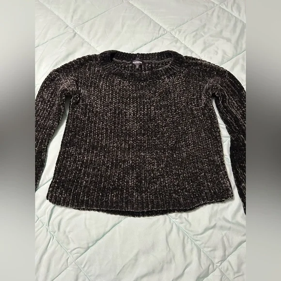 Express Size S Black Crew Neck Sweater with Bell Sleeves - Picture 9 of 14